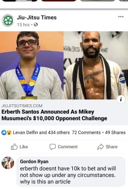 erberth santos out of mikey musumeci challenge