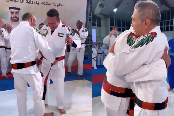 Renzo Gracie Promoted to Coral Belt by Rickson Gracie Grappling Insider